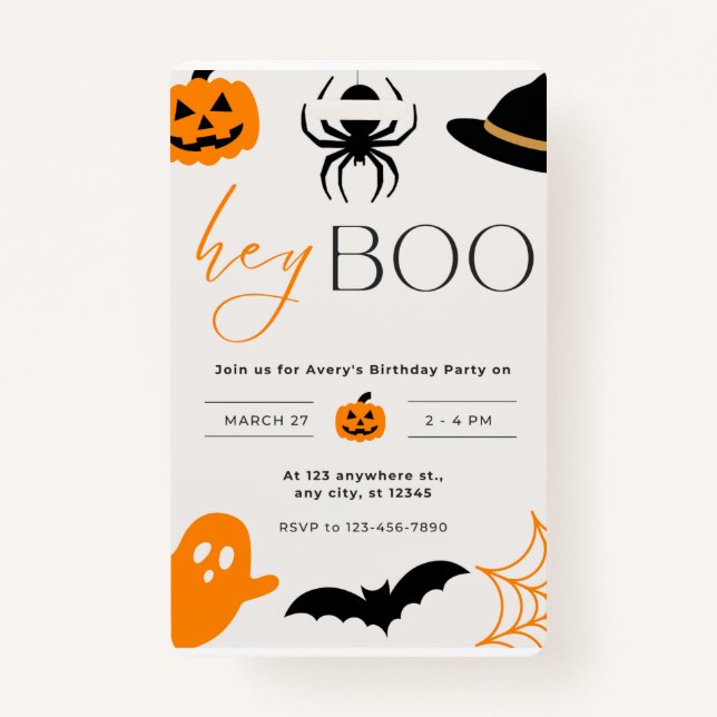 boo invitation card halloween party ID badge (Front)