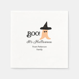 Boo it's Halloween from family name orange ghost Napkin