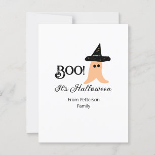 Boo it's Halloween from family name orange ghost  Postcard