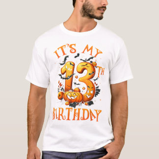 Boo It'S My 13Th Birthday Halloween Pumpkin 13 T-Shirt
