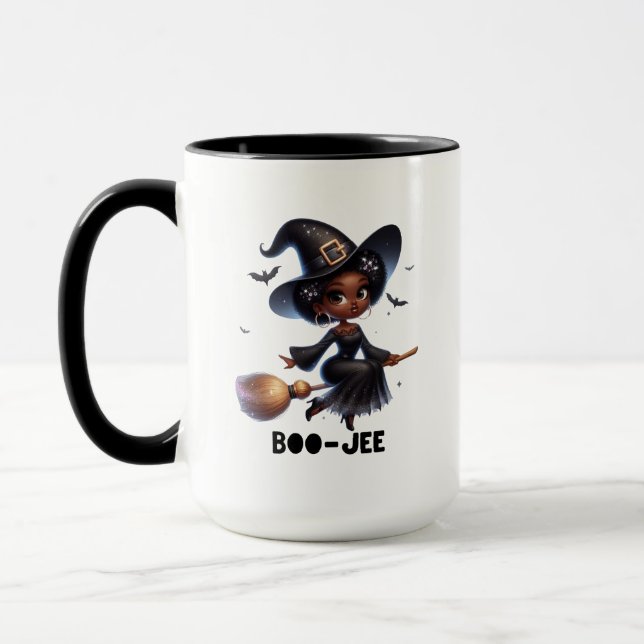 Boo-Jee Black Witch Halloween Mug (Left)