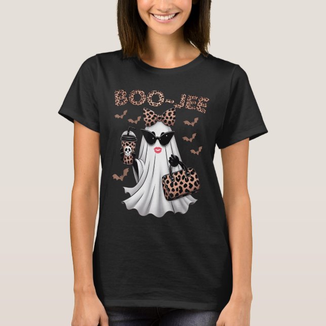 Boo Jee Boujee Ghost Halloween Fun October Vibes  T-Shirt (Front)