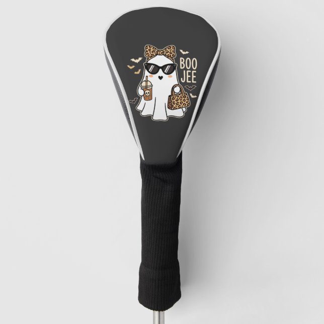 Boo Jee Cute Ghost Halloween Leopard Design_1 Golf Head Cover (Front)