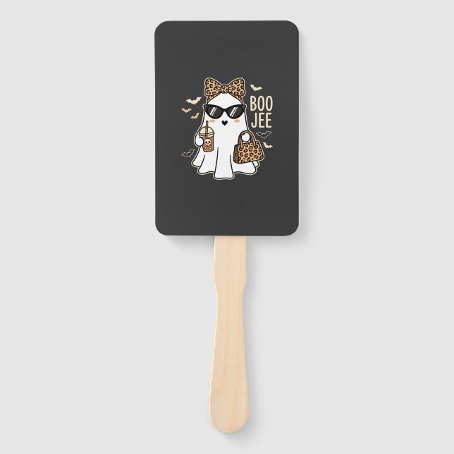 Boo Jee Cute Ghost Halloween Leopard Design_1 Hand Fan (Front)