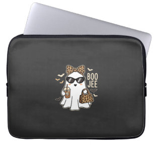 Boo Jee Cute Ghost Halloween Leopard Design_1 Laptop Sleeve