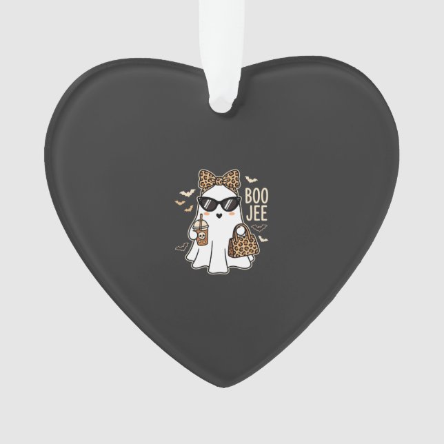 Boo Jee Cute Ghost Halloween Leopard Design_1 Ornament (Front)