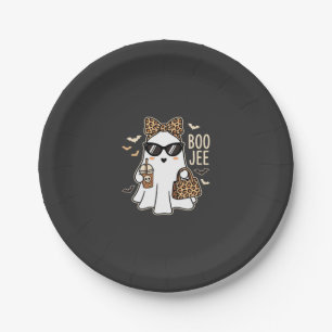 Boo Jee Cute Ghost Halloween Leopard Design_1 Paper Plate