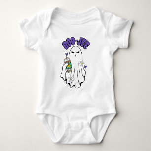Boo-Jee Cute halloween Ghost with Iced Coffee  Baby Bodysuit