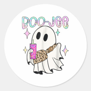 Boo Jee Funny Halloween Ghost Classic Round Sticker