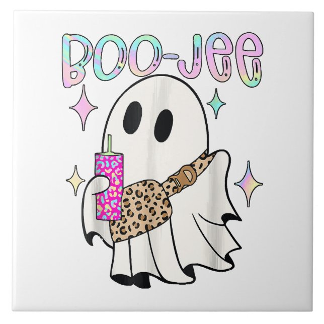 Boo Jee Funny Halloween Ghost Tile (Front)