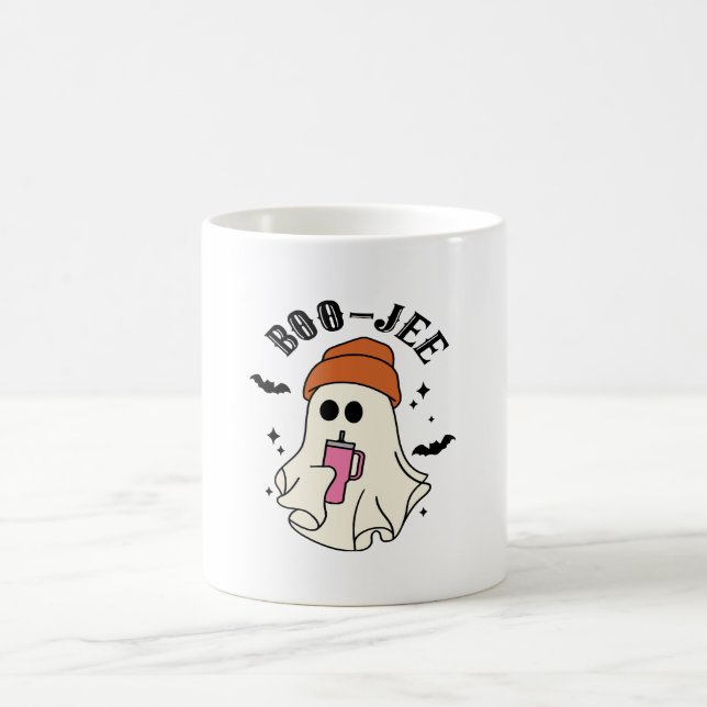 Boo-Jee  funny Halloween Tumbler-Inspired Ghost Coffee Mug (Center)