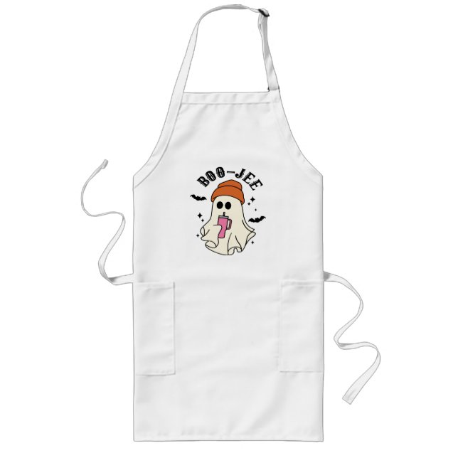 Boo-Jee  funny Halloween Tumbler-Inspired Ghost Long Apron (Front)