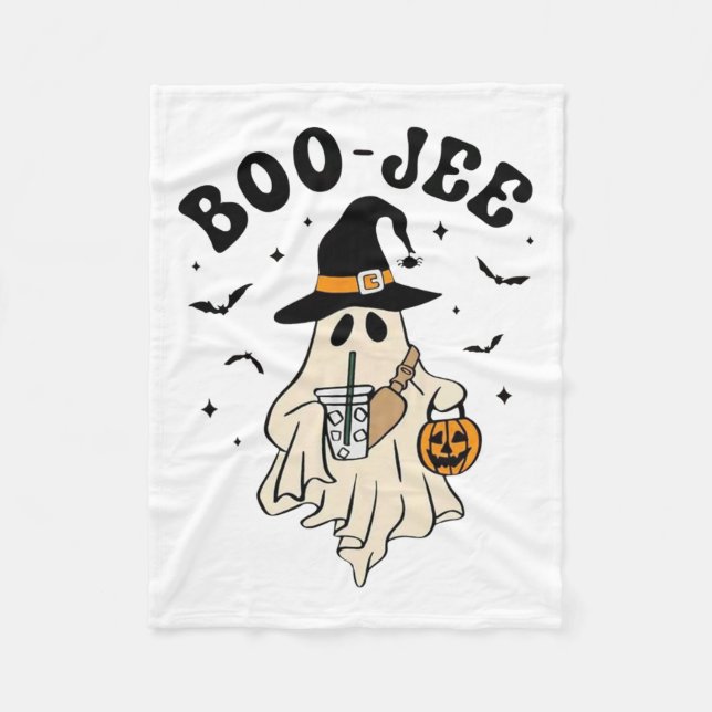 Boo Jee Ghost Cute Funny Halloween  Fleece Blanket (Front)