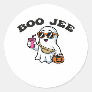 BOO-JEE Ghost – Funny Boujee Halloween Design Classic Round Sticker