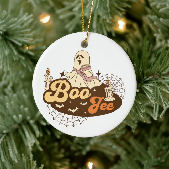 Boo-Jee Ghost Halloween funny Ceramic Tree Decoration (Tree)