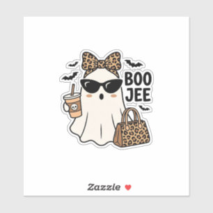 Boo Jee Ghost Halloween Leopard Bow Vector Design_