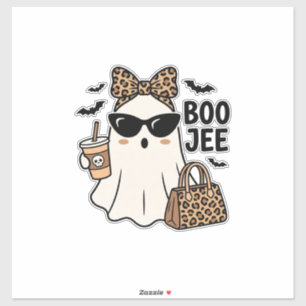 Boo Jee Ghost Halloween Leopard Bow Vector Design_