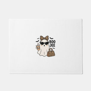 Boo Jee Ghost Halloween Leopard Bow Vector Design_ Doormat