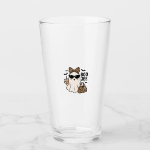 Boo Jee Ghost Halloween Leopard Bow Vector Design_ Glass