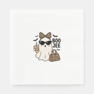 Boo Jee Ghost Halloween Leopard Bow Vector Design_ Napkin