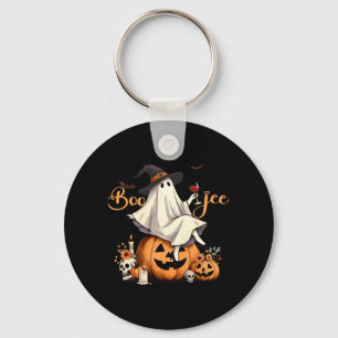 Boo Jee Ghost Ice Coffee Coquette Bow Halloween Key Ring