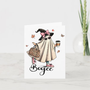 Boo Jee Ghost Ice Coffee Coquette Bow Halloween Wo Card