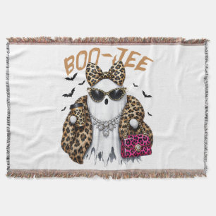 Boo-JEE Ghost Leopard Coquette Halloween Throw Blanket