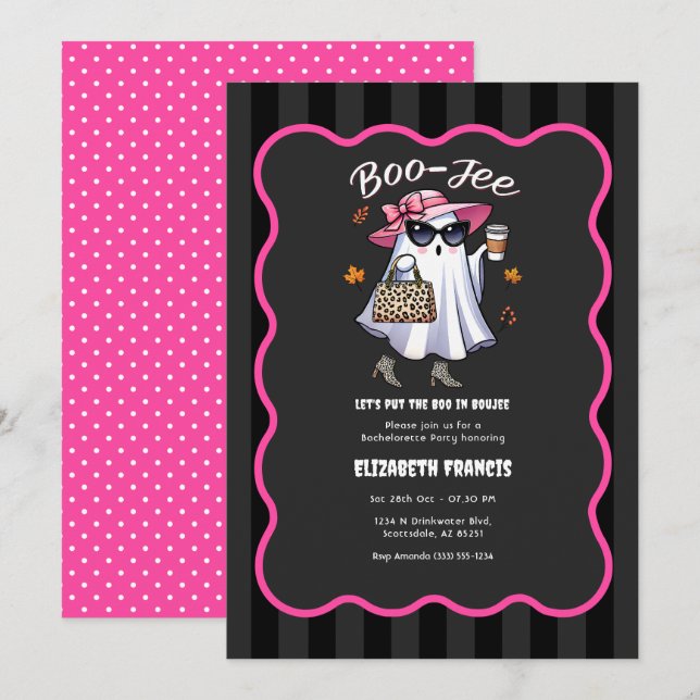 Boo-Jee Halloween Ghost Bachelorette Party Invitation (Front/Back)