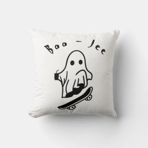 Boo Jee Halloween Ghost Skating Spooky drawing Cushion