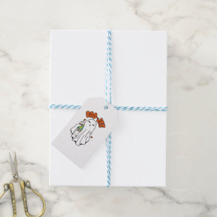 Boo-Jee Halloween Ghost with Iced Coffee in hand Gift Tags