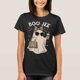 Boo Jee Leopard Ghost Coffee Halloween Boujee Wome T-Shirt