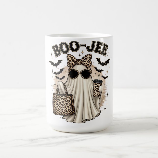 Boo-Jee Leopard Ghost Halloween Mug (Center)
