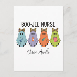 Boo-Jee Nurse Halloween Ghost Personalised Name Postcard