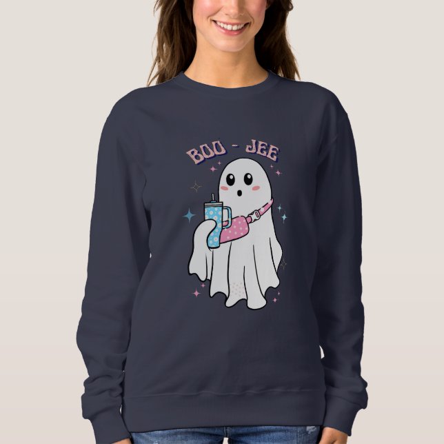 BOO-JEE Spooky Cute Ghost Halloween Costume Design Sweatshirt (Front)