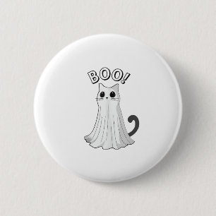 Boo Kitty Cute Ghost Cat Halloween Spooky Kitten  6 Cm Round Badge