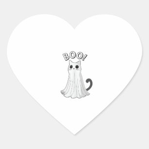 Boo Kitty Cute Ghost Cat Halloween Spooky Kitten  Heart Sticker