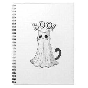 Boo Kitty Cute Ghost Cat Halloween Spooky Kitten Notebook