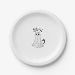 Boo Kitty Cute Ghost Cat Halloween Spooky Kitten  Paper Plate