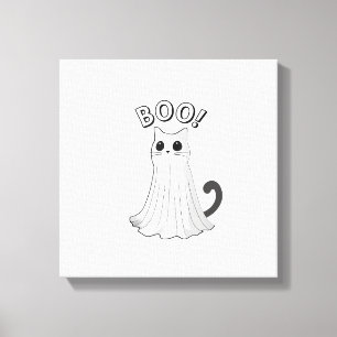 Boo Kitty Cute Ghost Cat Halloween Spooky Kitten T Canvas Print
