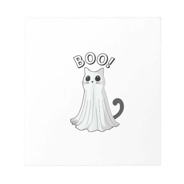 Boo Kitty Cute Ghost Cat Halloween Spooky Kitten T Notepad (Front)