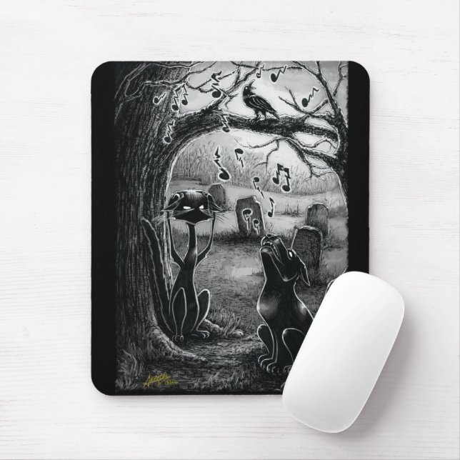 Boo Kitty, Music Critic Mouse Pad (With Mouse)