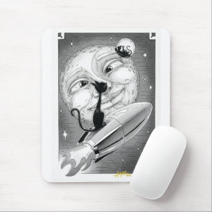 Boo Kitty Rockets to the Moon Mouse Pad