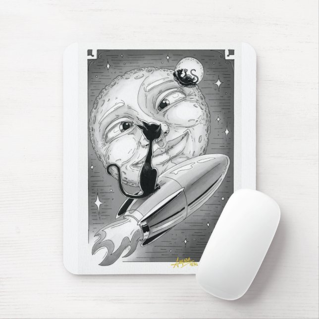 Boo Kitty Rockets to the Moon Mouse Pad (With Mouse)
