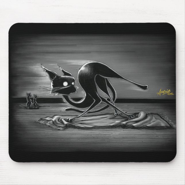Boo Kitty Slides on a Rug Mouse Pad (Front)