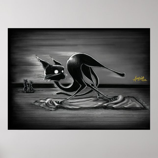 Boo Kitty Slides on a Rug Poster (Front)