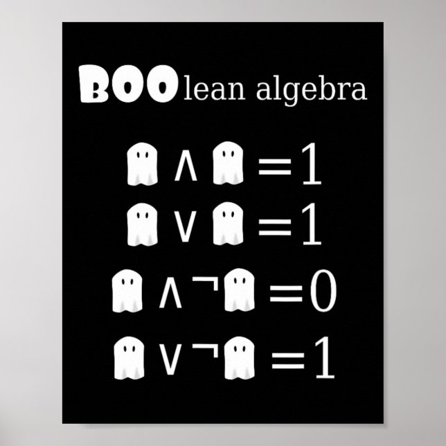 Boo-lean Algebra Halloween Math  Poster (Front)