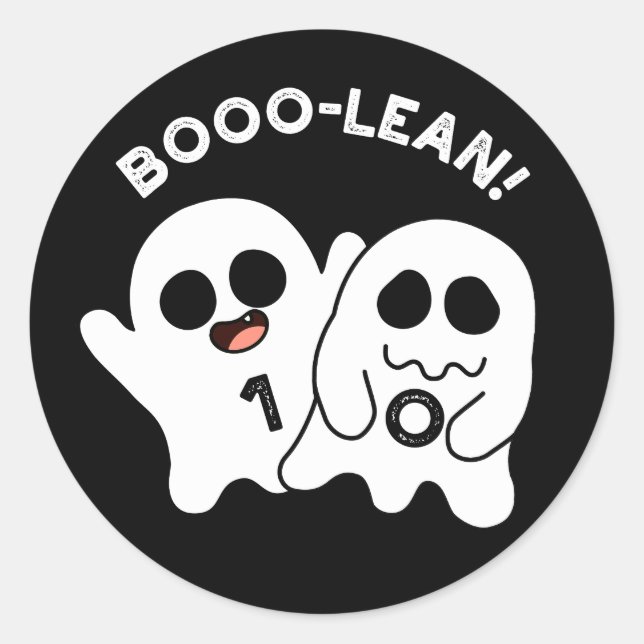 Boo-lean Funny Computer Ghost Boolean Pun  Dark BG Classic Round Sticker (Front)