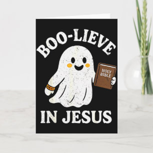 Boo-lieve In Jesus Funny Christian Ghost Reading H Card