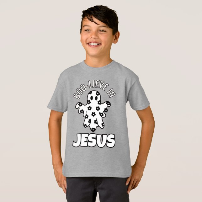 Boo-lieve in Jesus Kids Fine Jersey T-Shirt (Front Full)