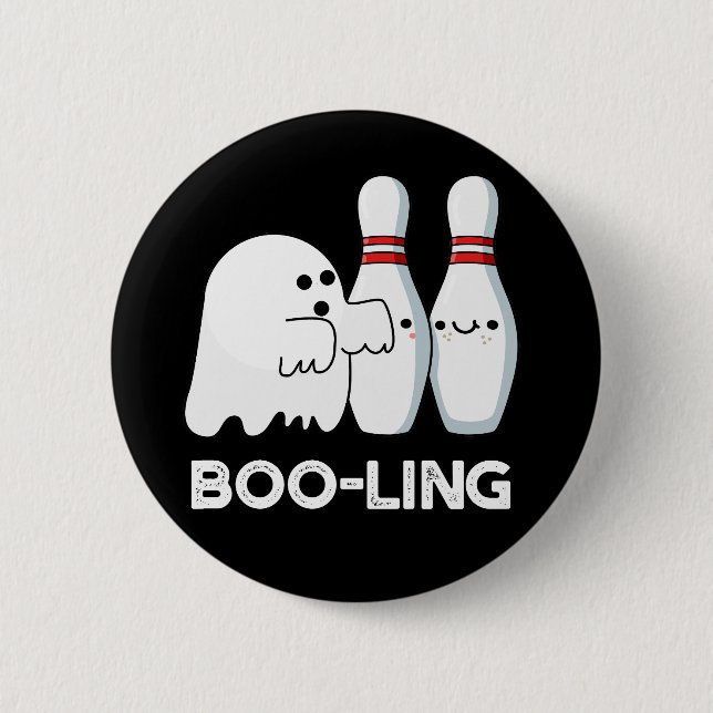 Boo-ling Funny Halloween Bowling Ghost Pun Dark BG 6 Cm Round Badge (Front)